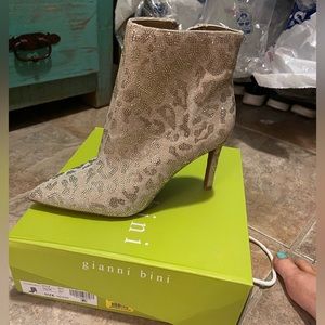 Sequin ankle booties